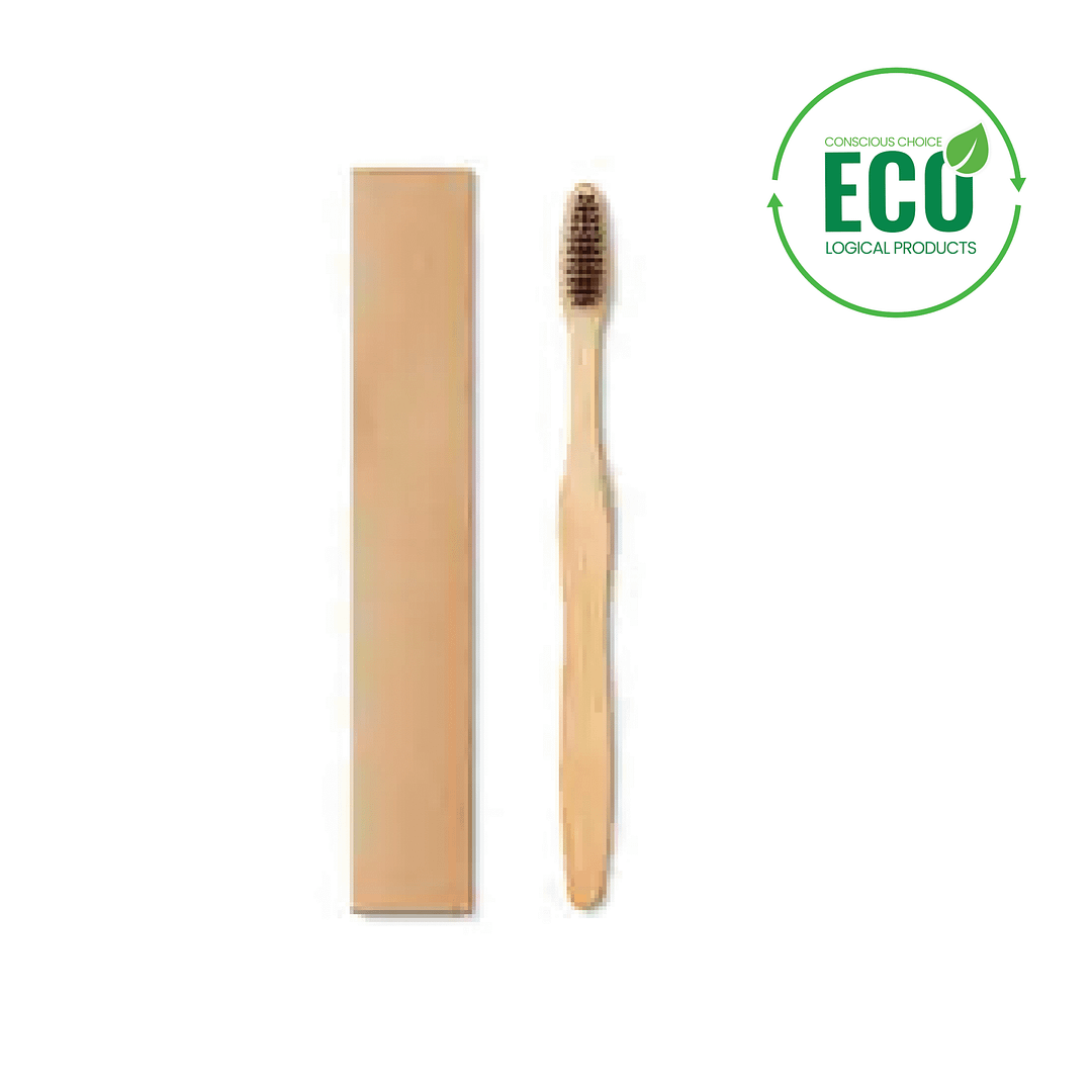 DENTOBRUSH Bamboo toothbrush in Kraft box with logo |Magnus Business Gifts