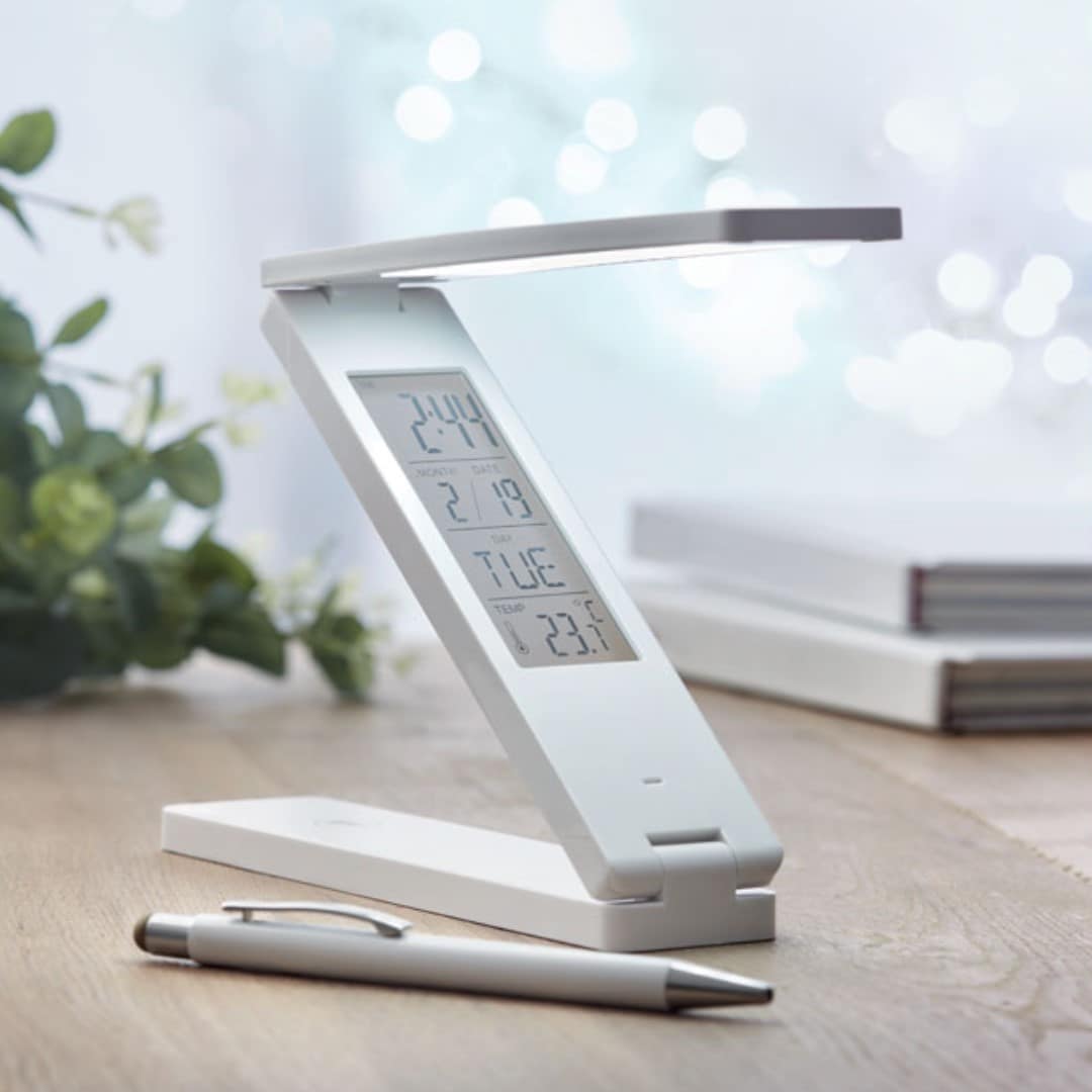 Gadget with logo Desktop lamp weather station ZETA