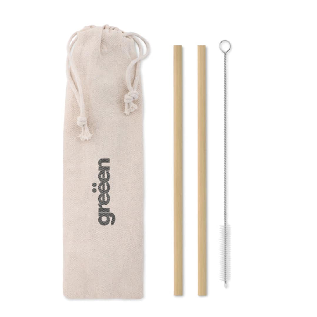 Gadget with logo Straw set NATURAL STRAW