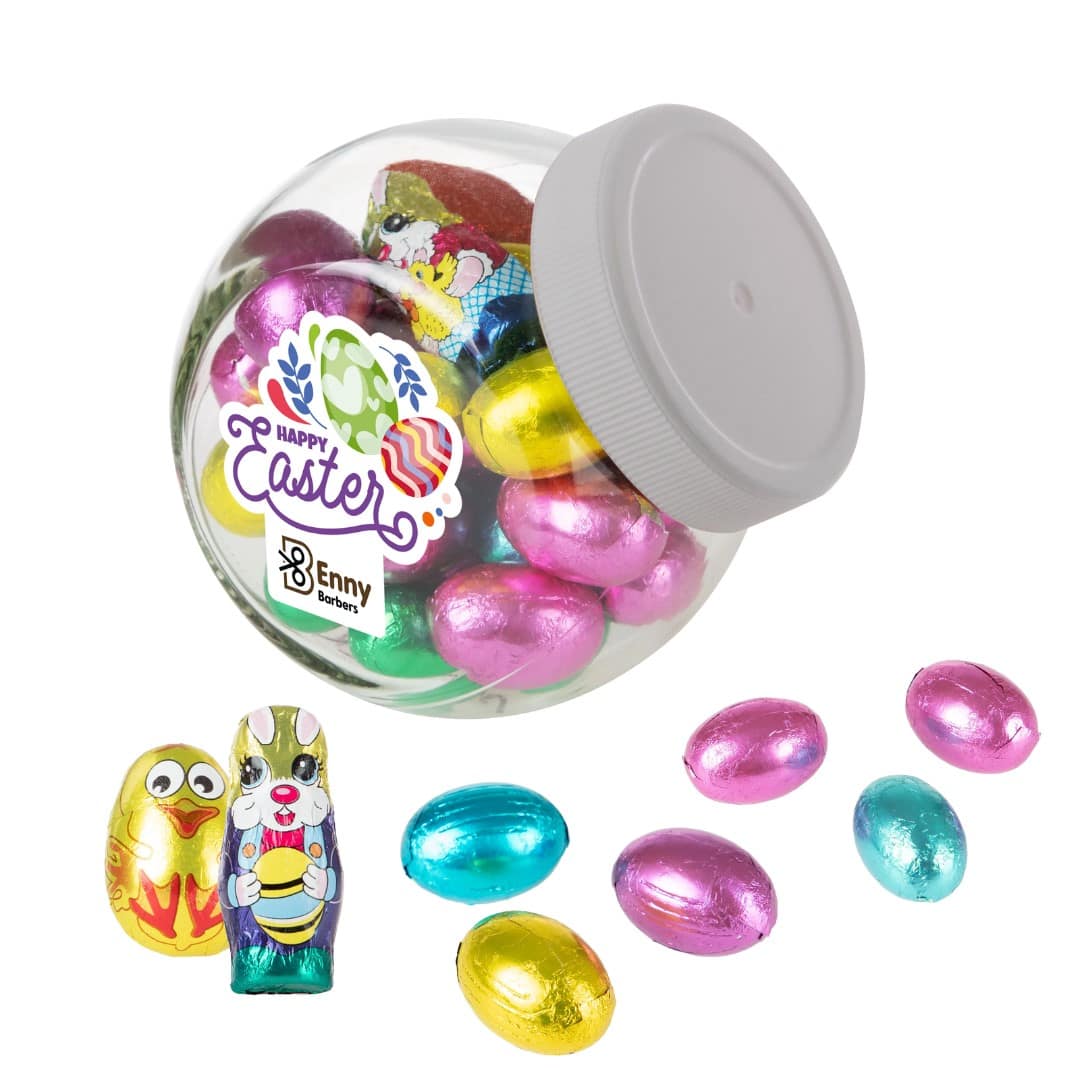 Small glass jar Easter mix with logo