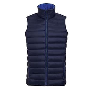 Bodywarmer with logo Wave Men Bodywarmer with logo in lightweight material. This is the sleeveless version of the popular Ride jacket but offers greater freedom of movement. Can also be used as an extra layer under a jacket. Wind and water repellent material, 2 pockets with stylish zippers. Colour matched lining, high collar, stylish fit, Tone-on-tone reinforcement at the hem. Depending on the surface we can use embroidery, engraving, 360° imprint or screen print