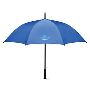 Gadget with logo Umbrella SWANSEA+ Gadget with logo 27 inch auto open umbrella in 190T polyester material and inside silver coating. With black plated metal shaft and ribs. Black plastic tips. Straight black EVA handle. Manual closure. Depending on the surface we can use embroidery, engraving, 360° imprint or screen print.