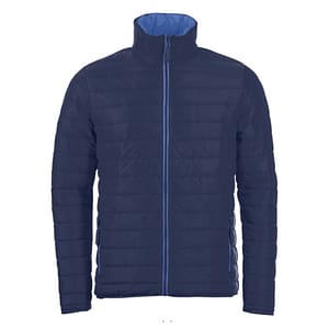 Jacket with logo Ride Men Jacket with logo ribbed and lightweight. Lightly padded, contrast colour in lining and zippers. Wind and water repellent materials. 2 zipped pockets that match lining, high collar, ribbon tone-on-tone at the hem and sleeves. Fabric details: Outer fabric 100% nylon, Lining: 100% nylon, Padding: 100% polyester - 180g/m2. Depending on the surface we can use embroidery, engraving, 360° imprint or screen print.
