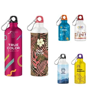 Big Moss Water bottle with logo Water bottle with logo single wall in aluminium. Capacity: 750 ml. Not for climbing (non professional use). Sublimation print available on white item only. Leak free. We use different printing techniques to add your logo. Depending on the surface we can use embroidery, engraving, 360° imprint or screenprint.
