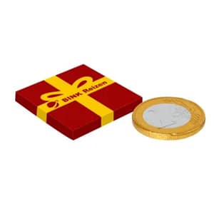 Chocolate with logo Coin in little box Heads or tails? With this chocolate coin in a full colour printed box you always win! 1 chocolate Euro coin, approx. 6 gram - Delivery time 2 weeks - 500 pieces in a box Article length 5.40 centimeter Article width 5.40 centimeter Article height 0.60 centimeter Magnus Business Gifts is your partner for merchandising, gadgets or unique business gifts since 1967. Certified with Ecovadis gold!