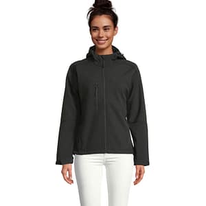 Softshell jacket with logo REPLAY WOMEN SOL'S REPLAY women softshell jacket 340g. 2 zipped side pockets and 1 zipped chest pocket. Adjustable waist drawstring. Adjustable cuffs with self-gripping fastener. Hood with drawstring. Fabric details: 94% polyester - 6% elastane. Fleece lining: 100% polyester. 3 layers. 8000 mm waterproof and breathable membrane. OEKO-TEX®. Only Sold with Print. Available color: Black, French Navy, Grey Melange Dimensions: 55 X 36 X 25 CM Volume: 0.001 cdm3 Gross Weight: 0.842 kg Net Weight: 0.716 kg Magnus Business Gifts is your partner for merchandising, gadgets or unique business gifts since 1967. Certified with Ecovadis gold!