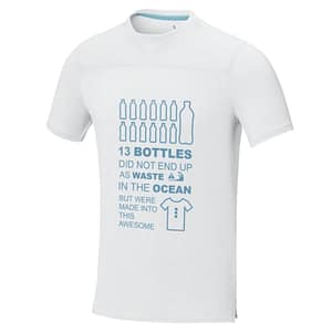 GRS Recycled Shirt With Artwork & Logo The Borax short sleeve men's cool fit t-shirt is the perfect blend of style, sustainability, and sporty performance. Made from 90% GRS certified recycled materials, blended with elastane to ensure stretch and comfort with a fabric weight of 160 g/m². The cool-fit finish helps keeping cool and dry. The GRS certification ensures a 100% certified supply chain from raw material to our printing techniques, making this garment an eco-friendly choice. Mesh with cool fit finish of 90% GRS certified recycled polyester and 10% Elastane, 160 g/m2. Magnus Business Gifts is your partner for merchandising, gadgets or unique business gifts since 1967. Certified with Ecovadis gold!