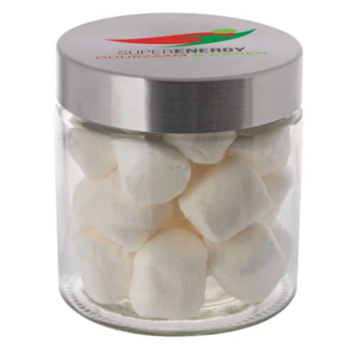 Sweets with logo in glass jar