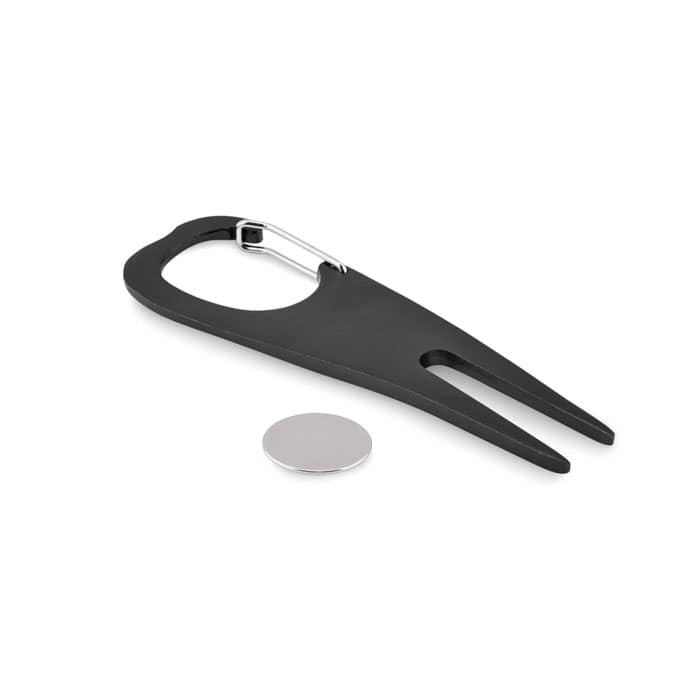 MULLIGAN Aluminium golf divot tool with logo |Magnus Business Gifts
